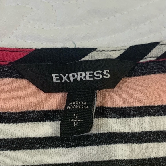 Express Colorful Striped Tie V Neckline Short Balloon Sleeve Top Size S/P. - Picture 3 of 7